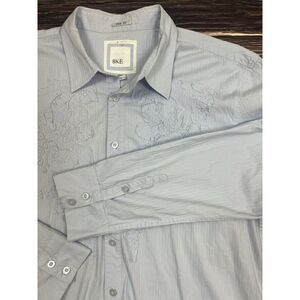 Buckle BKE Men's XXL‎ Long Sleeve Baby Blue Slim Fit Button Up Embroidered Shirt